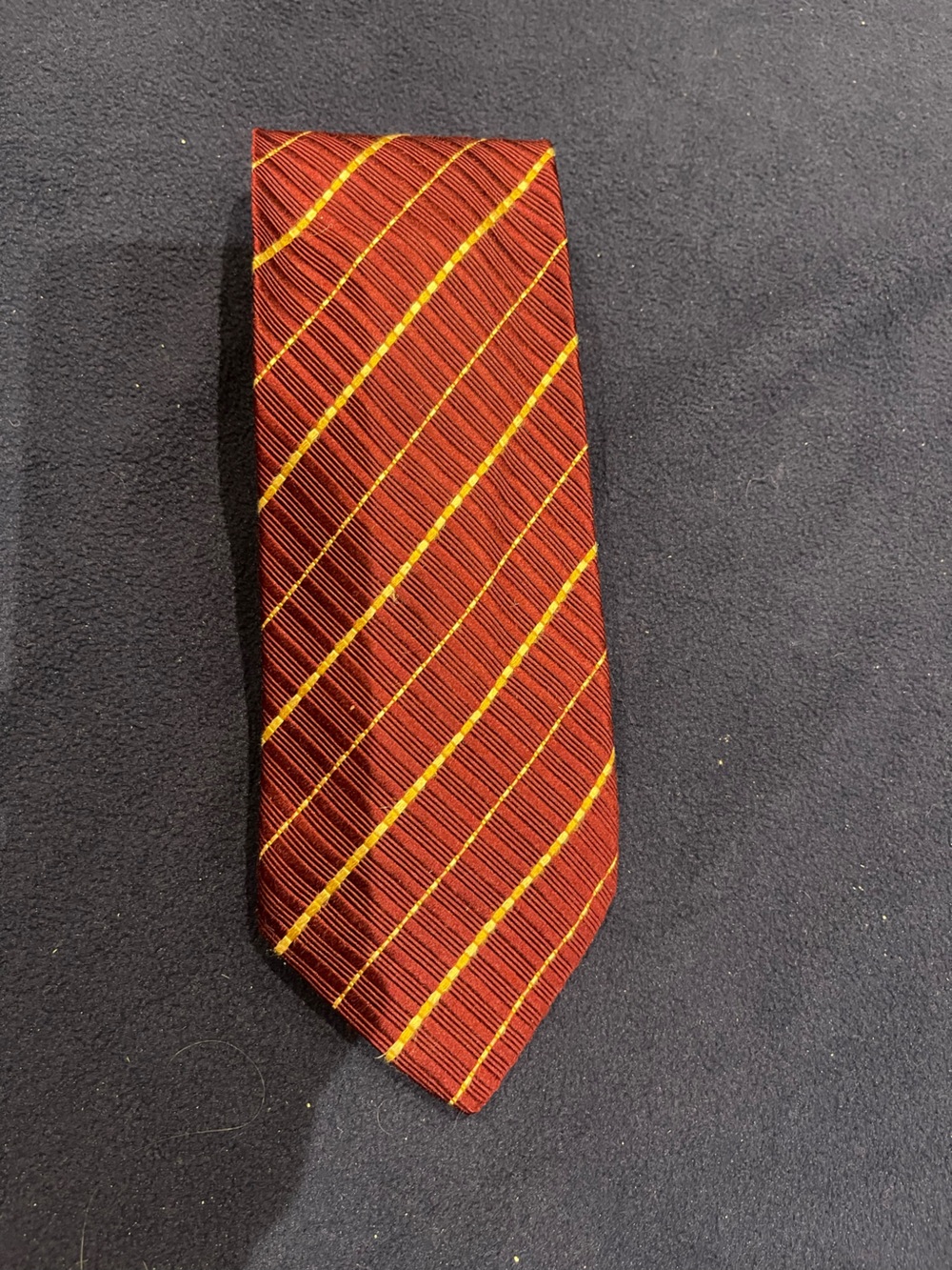 Canali Burgundy Tie with Yellow Diagonal Stripes